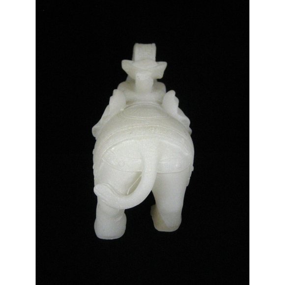 White Elephant Figurine Asian 5 In Resin Trunk Tusks Chinese Character STAIN - Picture 7 of 12
